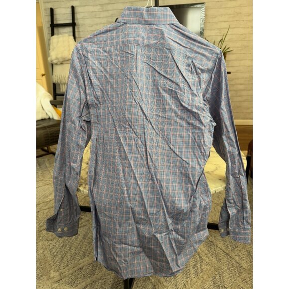 Esquire Slim Fit Non Iron Button Down Long Sleeves Plaid Dress Shirt Mens Sz 16 - Picture 2 of 6